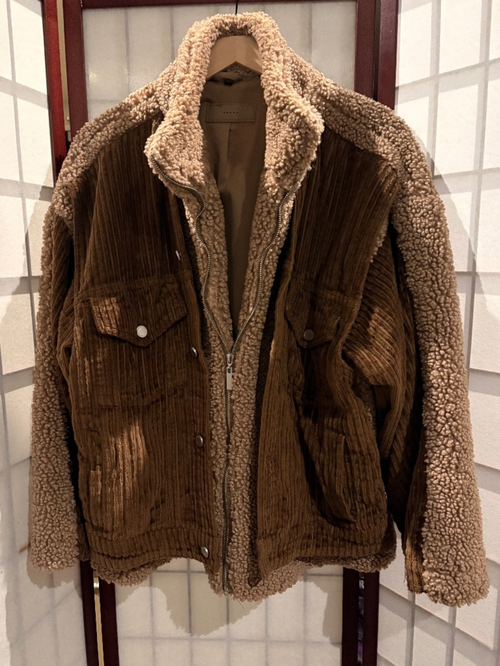 BLANKNYC Sherpa Corduroy Jacket Brown Teddy Fleece Oversized Coat Size M